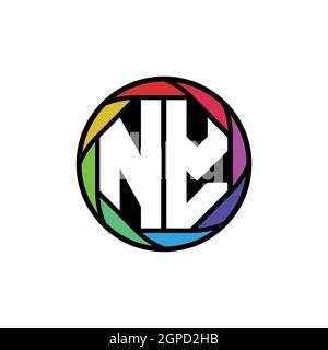 NY Monogram Logo Letter Geometric Polygonal lens rainbow, geometric circle rounded shape style Stock Vector