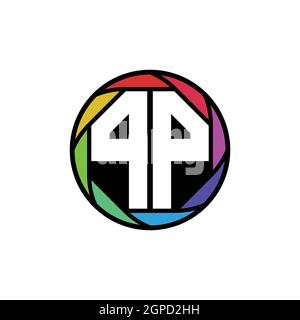 PP Monogram Logo Letter Geometric Polygonal lens rainbow, geometric circle rounded shape style Stock Vector