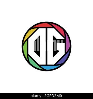 OG Monogram Logo Letter Geometric Polygonal lens rainbow, geometric circle rounded shape style Stock Vector