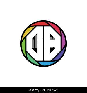 OB Monogram Logo Letter Geometric Polygonal lens rainbow, geometric circle rounded shape style Stock Vector