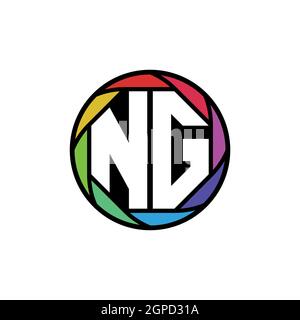 NG Monogram Logo Letter Geometric Polygonal lens rainbow, geometric circle rounded shape style Stock Vector