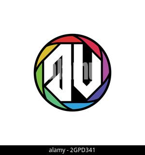 QV Monogram Logo Letter Geometric Polygonal lens rainbow, geometric circle rounded shape style Stock Vector