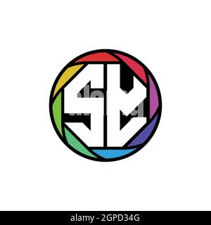 SY Monogram Logo Letter Geometric Polygonal lens rainbow, geometric circle rounded shape style Stock Vector