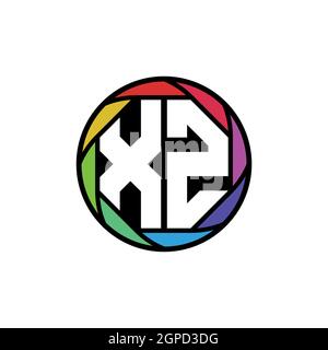 XZ Monogram Logo Letter Geometric Polygonal lens rainbow, geometric circle rounded shape style Stock Vector