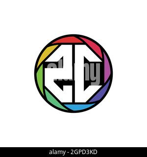 ZC Monogram Logo Letter Geometric Polygonal lens rainbow, geometric circle rounded shape style Stock Vector