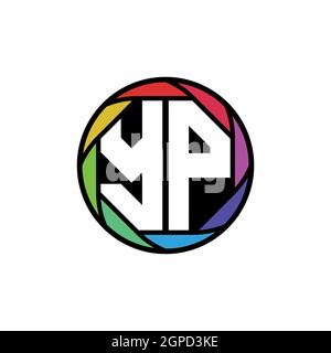 YP Monogram Logo Letter Geometric Polygonal lens rainbow, geometric circle rounded shape style Stock Vector