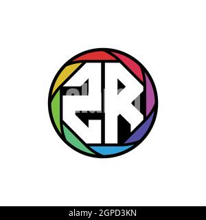 ZR Monogram Logo Letter Geometric Polygonal lens rainbow, geometric circle rounded shape style Stock Vector