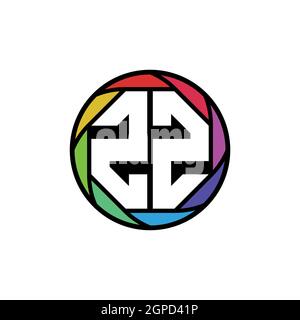 ZZ Monogram Logo Letter Geometric Polygonal lens rainbow, geometric circle rounded shape style Stock Vector