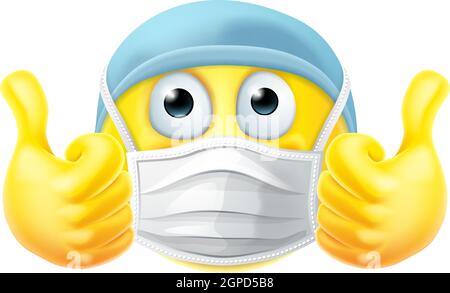 Mask Emoticon Emoji Thumbs Up PPE Doctor Nurse Stock Vector