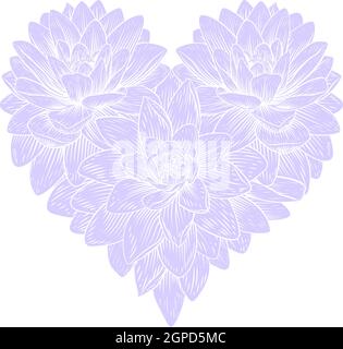 Heart Flower Love Floral Vintage Etching Stock Vector