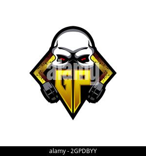 GP Logo monogram with Skull Shape designs template vector icon modern Stock Vector