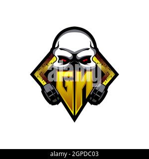 GN Logo monogram with Skull Shape designs template vector icon modern Stock Vector