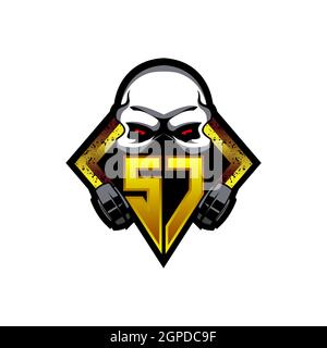 UC Logo ESport Gaming Initial with Blue Light Color design vector template Stock Vector
