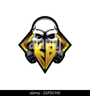 KB Logo monogram with Skull Shape designs template vector icon modern Stock Vector