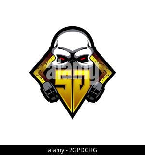 UG Logo ESport Gaming Initial with Blue Light Color design vector template Stock Vector