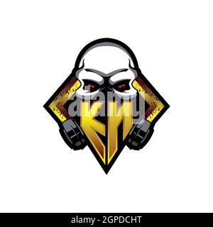 KN Logo monogram with Skull Shape designs template vector icon modern Stock Vector