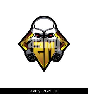 ZM Logo monogram with Skull Shape designs template vector icon modern Stock Vector