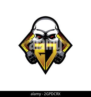 ZC Logo monogram with Skull Shape designs template vector icon modern Stock Vector