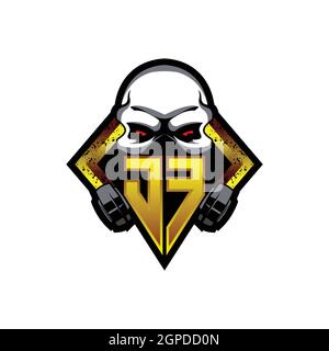 JF Logo monogram with Skull Shape designs template vector icon modern Stock Vector
