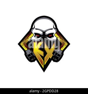 KX Logo monogram with Skull Shape designs template vector icon modern Stock Vector