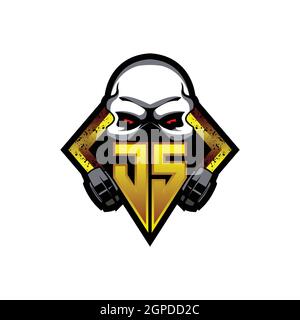 JS Logo monogram with Skull Shape designs template vector icon modern Stock Vector