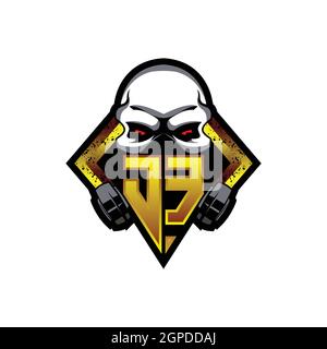 JE Logo monogram with Skull Shape designs template vector icon modern Stock Vector