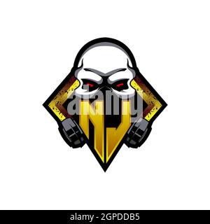 NL Logo monogram with Skull Shape designs template vector icon modern Stock Vector