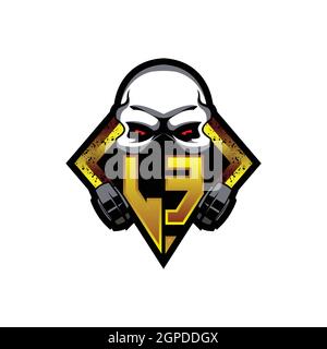 LE Logo monogram with Skull Shape designs template vector icon modern Stock Vector