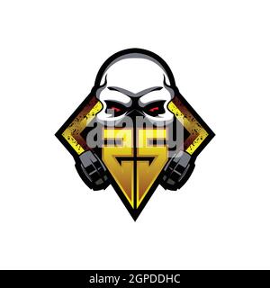 ZS Logo monogram with Skull Shape designs template vector icon modern Stock Vector