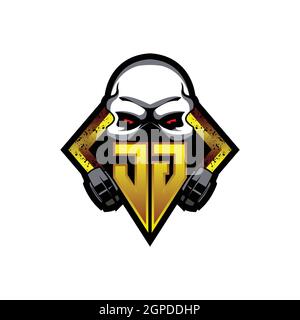JG Logo monogram with Skull Shape designs template vector icon modern Stock Vector