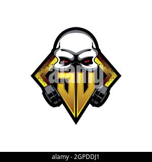 JU Logo monogram with Skull Shape designs template vector icon modern Stock Vector