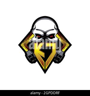 KC Logo monogram with Skull Shape designs template vector icon modern Stock Vector