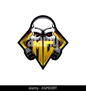 MJ Logo monogram with Skull Shape designs template vector icon modern Stock Vector