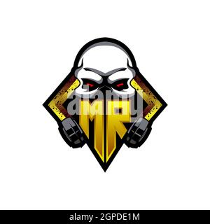 MR Logo monogram with Skull Shape designs template vector icon modern Stock Vector