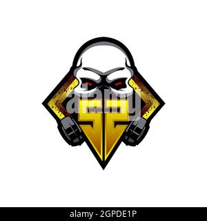 SZ Logo monogram with Skull Shape designs template vector icon modern Stock Vector