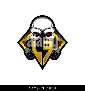 LF Logo monogram with Skull Shape designs template vector icon modern Stock Vector