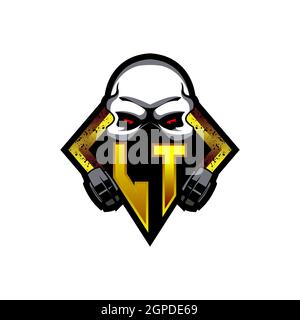 LT Logo monogram with Skull Shape designs template vector icon modern Stock Vector