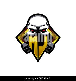 ML Logo monogram with Skull Shape designs template vector icon modern Stock Vector