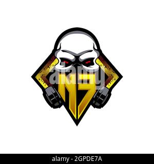 NF Logo monogram with Skull Shape designs template vector icon modern Stock Vector