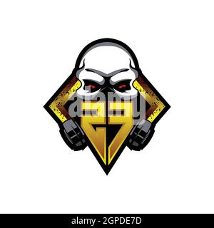 ZF Logo monogram with Skull Shape designs template vector icon modern Stock Vector