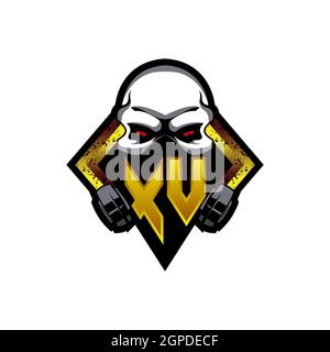 XV Logo monogram with Skull Shape designs template vector icon modern Stock Vector