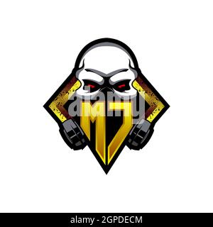 MC Logo monogram with Skull Shape designs template vector icon modern Stock Vector