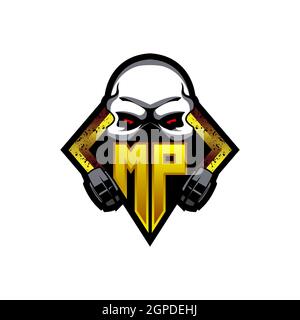 MP Logo monogram with Skull Shape designs template vector icon modern Stock Vector