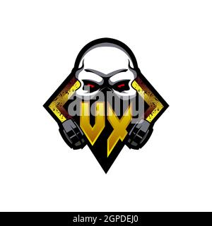 VX Logo monogram with Skull Shape designs template vector icon modern Stock Vector