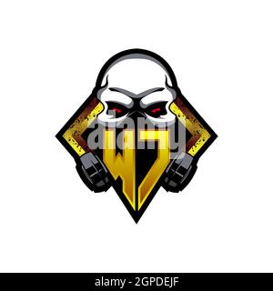 WC Logo monogram with Skull Shape designs template vector icon modern Stock Vector