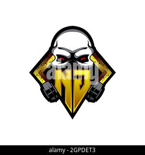 NG Logo monogram with Skull Shape designs template vector icon modern Stock Vector