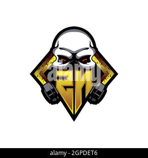 ZN Logo monogram with Skull Shape designs template vector icon modern Stock Vector
