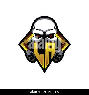 LA Logo monogram with Skull Shape designs template vector icon modern Stock Vector