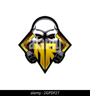 NR Logo monogram with Skull Shape designs template vector icon modern Stock Vector