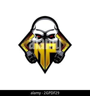 NP Logo monogram with Skull Shape designs template vector icon modern Stock Vector